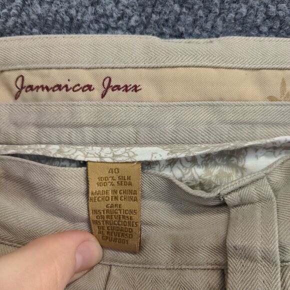 Jamaica Jaxx Mens Silk Chino Shorts Tan Size 40 Slash Pockets - Picture 13 of 13